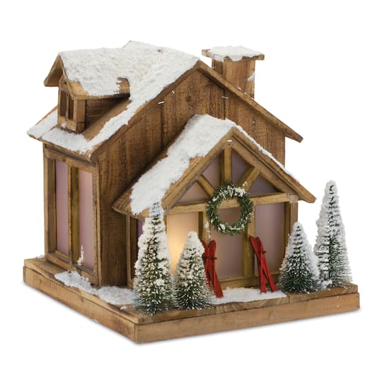 15&#x22; Cozy Ski Lodge Lighted Tabletop Town D&#xE9;cor